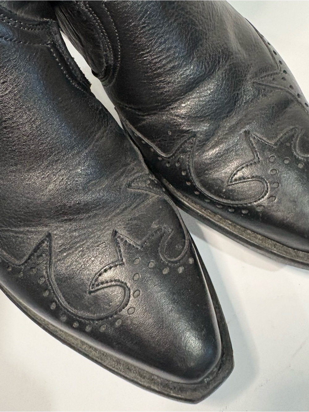Abilene Men's 8 Black Cowhide Leather Side Zip Western Boots Made in USA 6444 - Picture 6 of 12